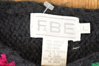 Vintage 1990s Fabe Wool Blend Abstract Knit Crewneck Sweater Womens Cropped L