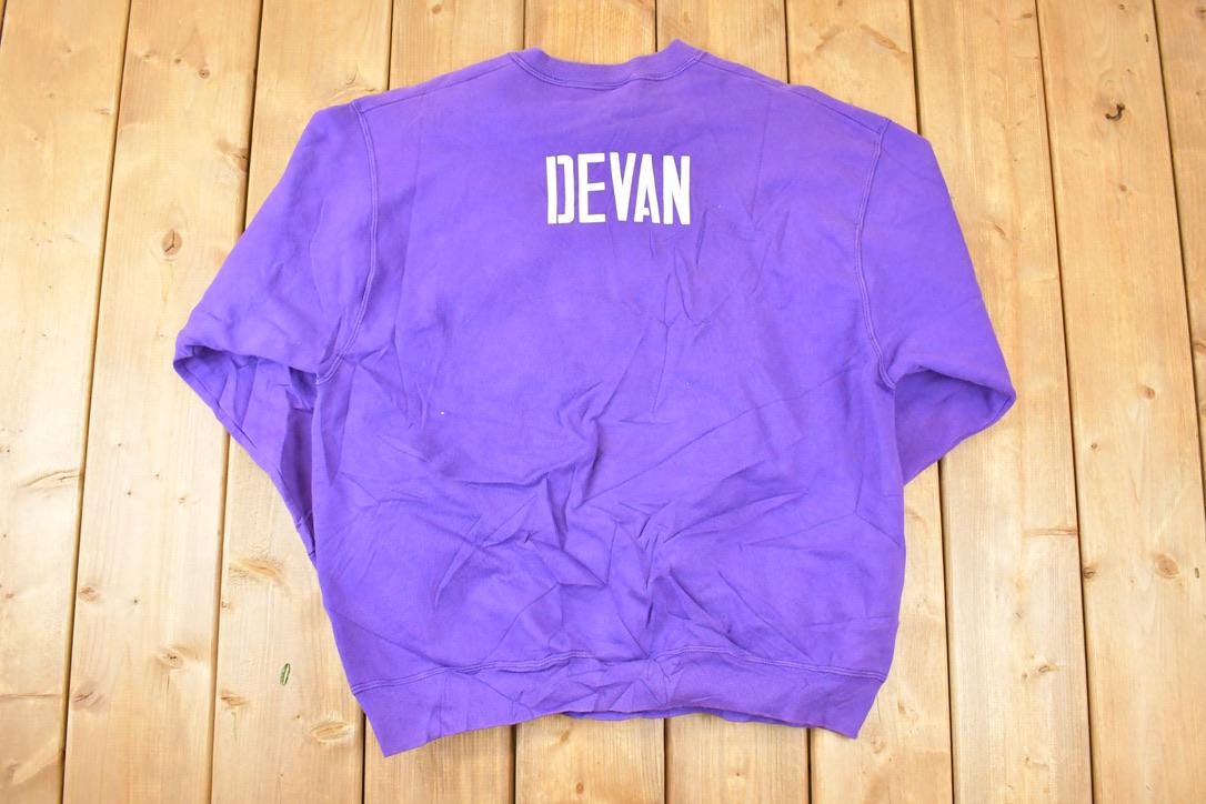 Vintage 1990s NUHS Musov Department Embroidered Collegiate Crewneck Sweatshirt Men's L