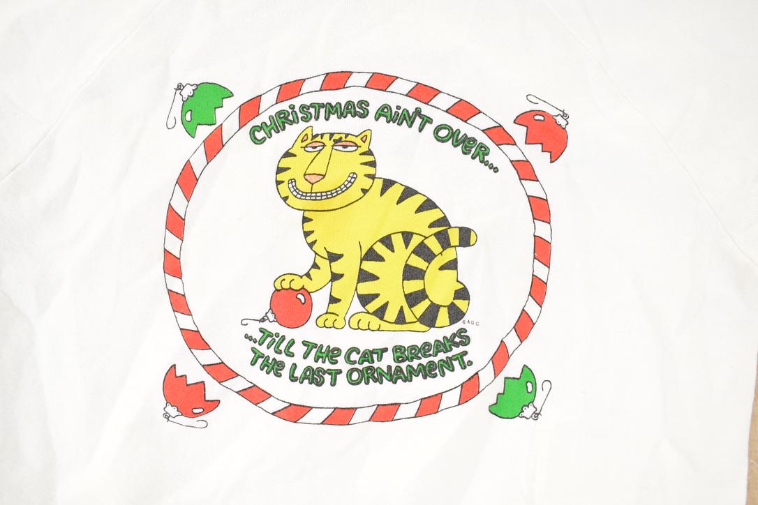 Vintage 1990s Bad Christmas Cat Crewneck Sweatshirt Men's L / Made In USA / 90s Xmas Crewneck / Vintage Cute Cartoon Holidays