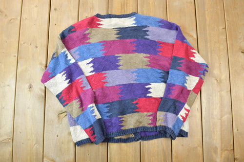 Vintage 1990s Christopher And Banks Button Up Knit Crewneck Sweater / 90s Crewneck / Made In USA / Preppy Knit