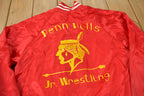 Vintage 1980s Penn Hills Jr. Wrestling Snap Button Satin Jacket Made In USA
