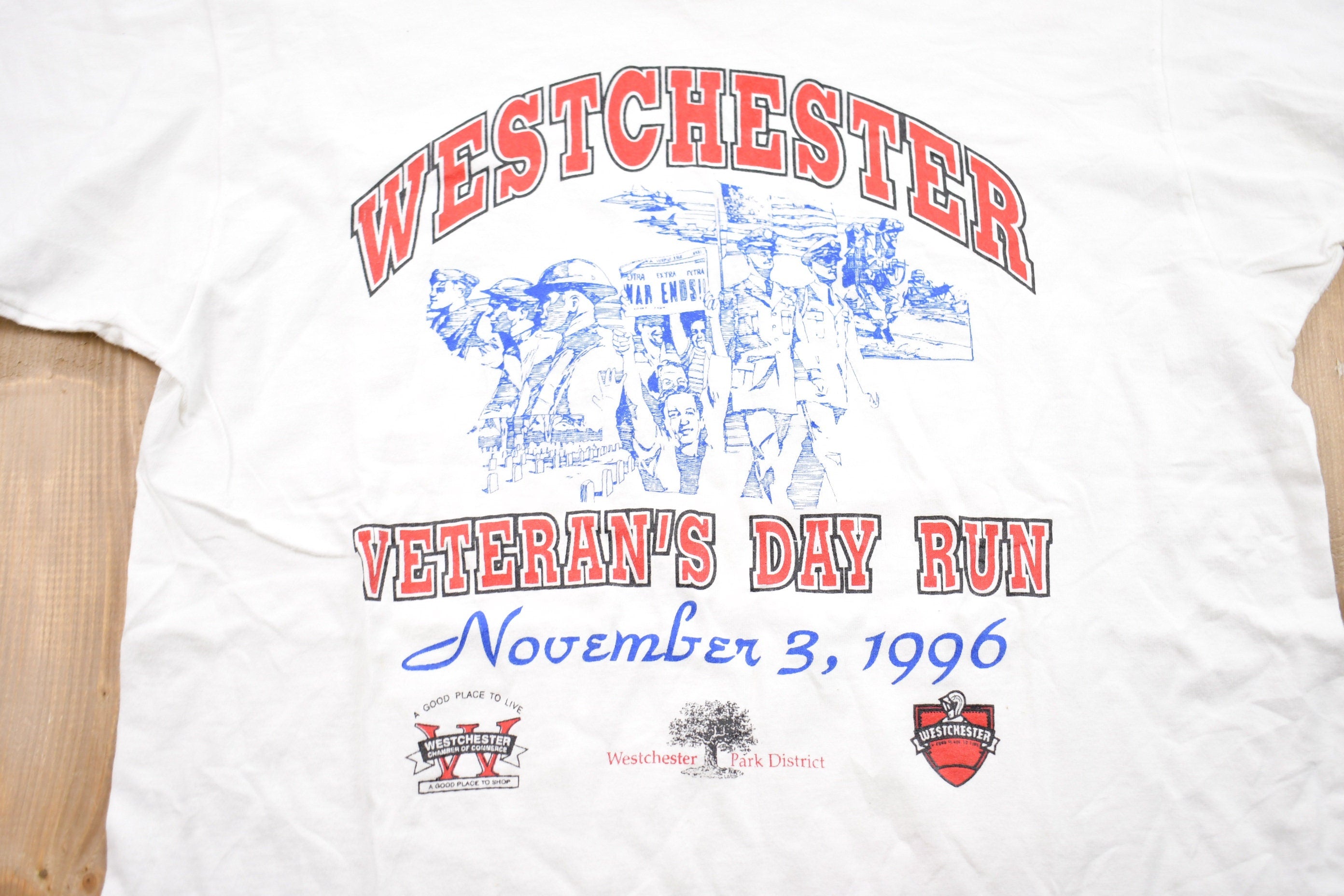 Vintage 1996 Westchester Veterans Day Run Graphic T-Shirt