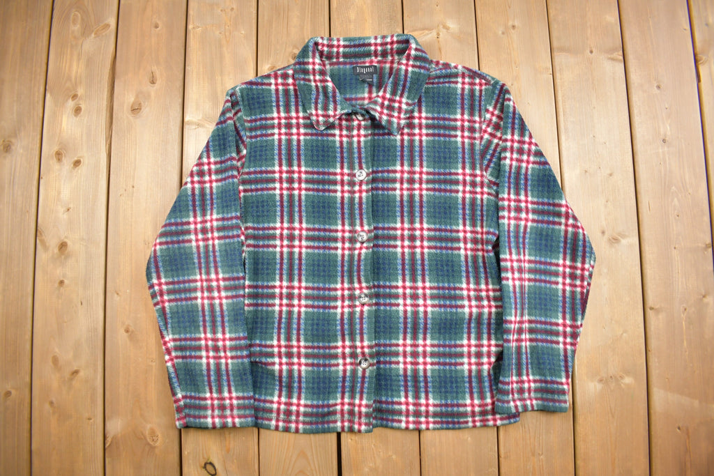 Vintage 1990s Plaid Fleece Button Up Shirt