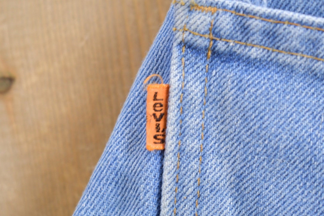 Vintage 1970s Levi's Orange Bell Bottom Flare Jeans Size 25 x 31