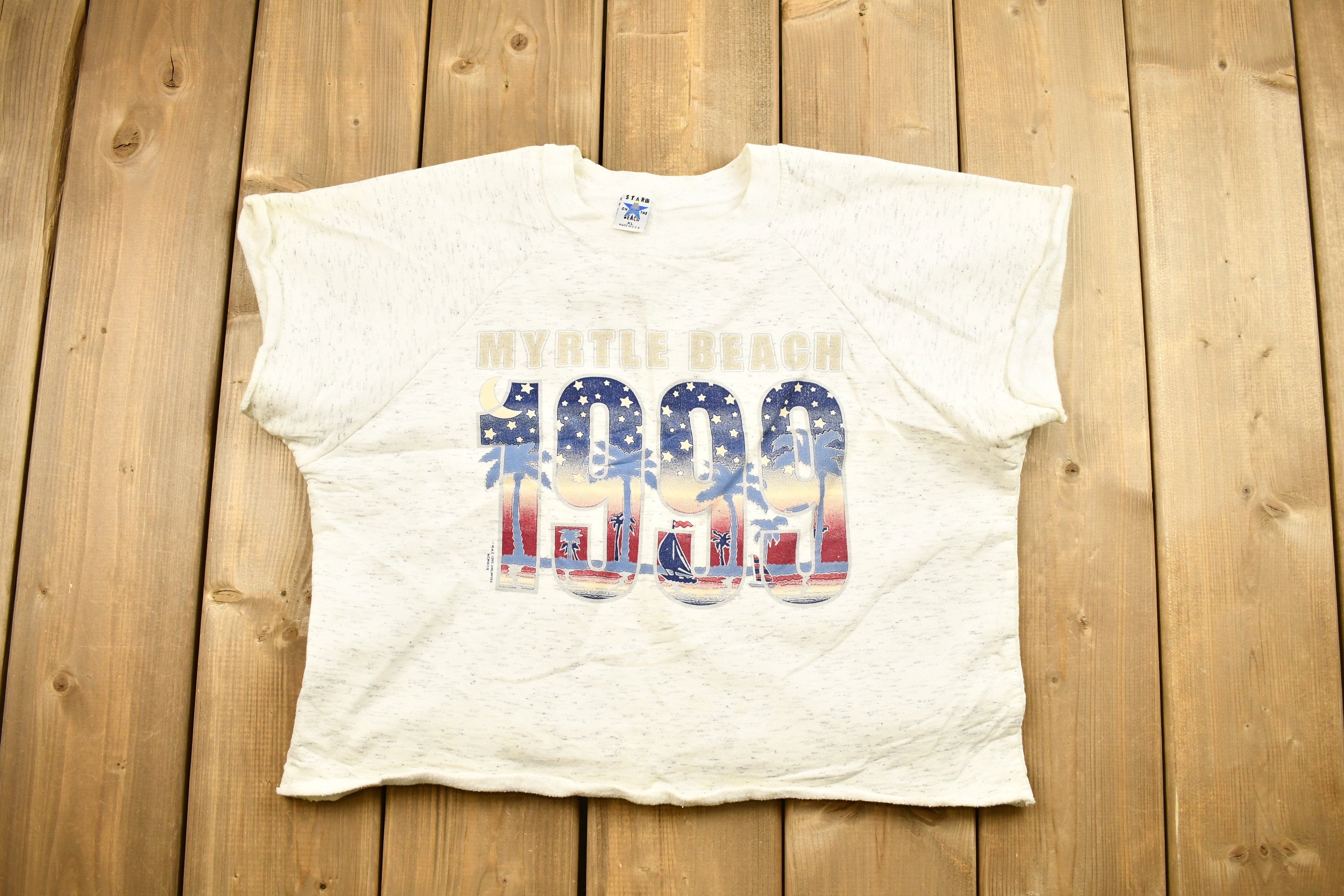 Vintage 1999 Myrtle Beach Cropped Crewneck Sweatshirt