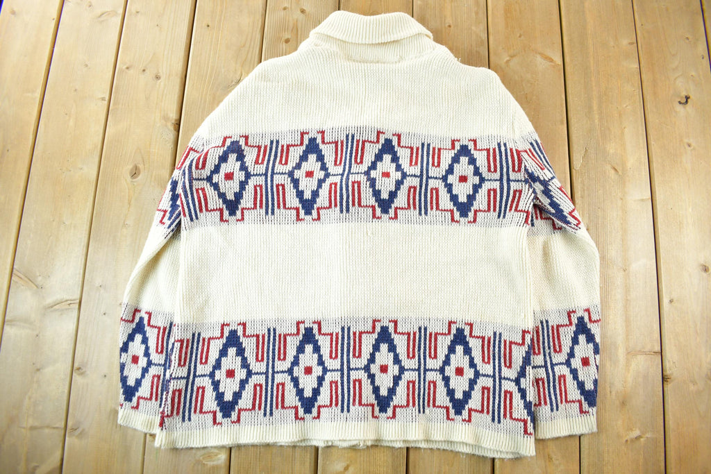 Vintage 1970s Wickbury Shawl Collar Knit Cardigan Sweater Men's Large