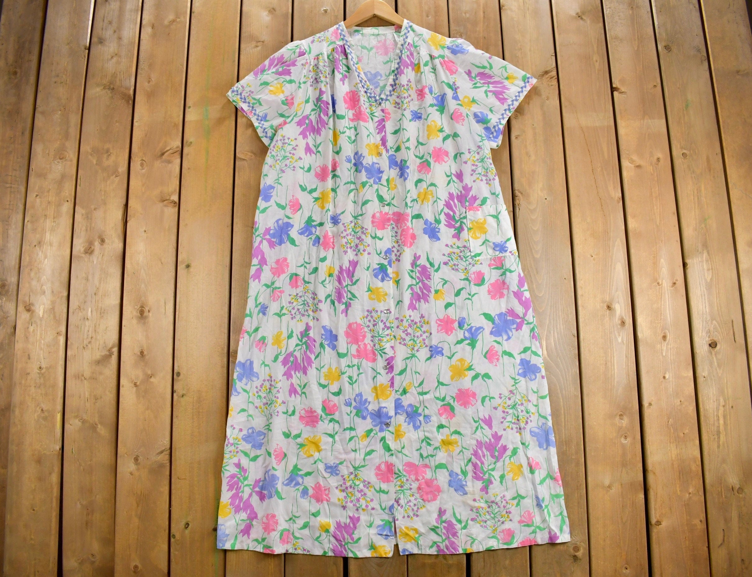 Vintage 1980s Floral Night Gown Dress