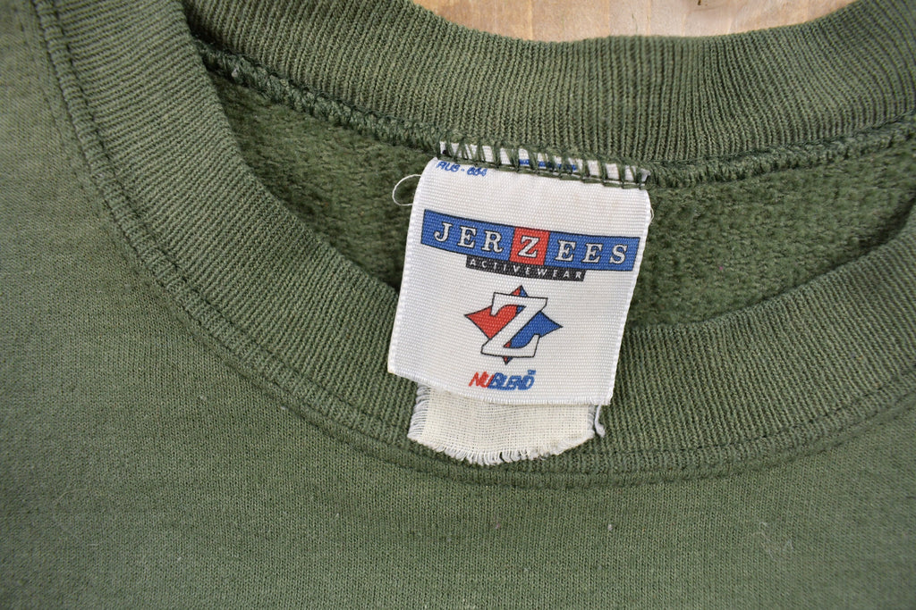 Vintage 1990s Jerzees Blank Green Crewneck Sweatshirt