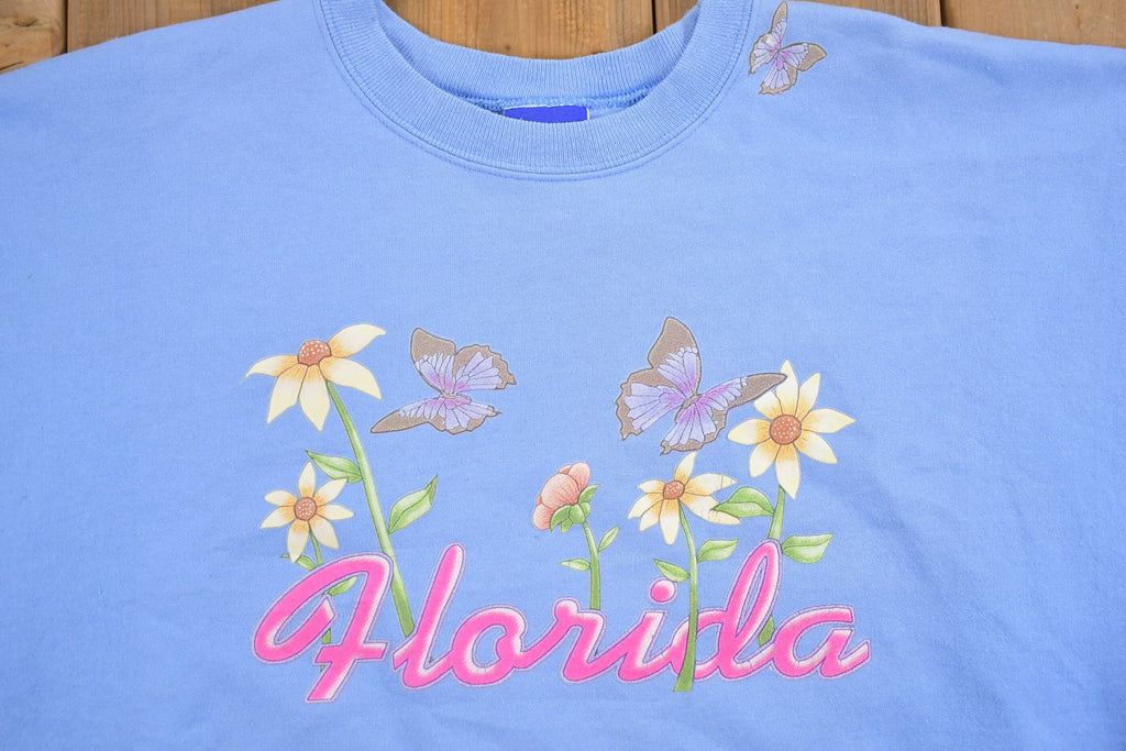 Vintage 1990s Florida Floral Theme Champion Crewneck Sweatshirt