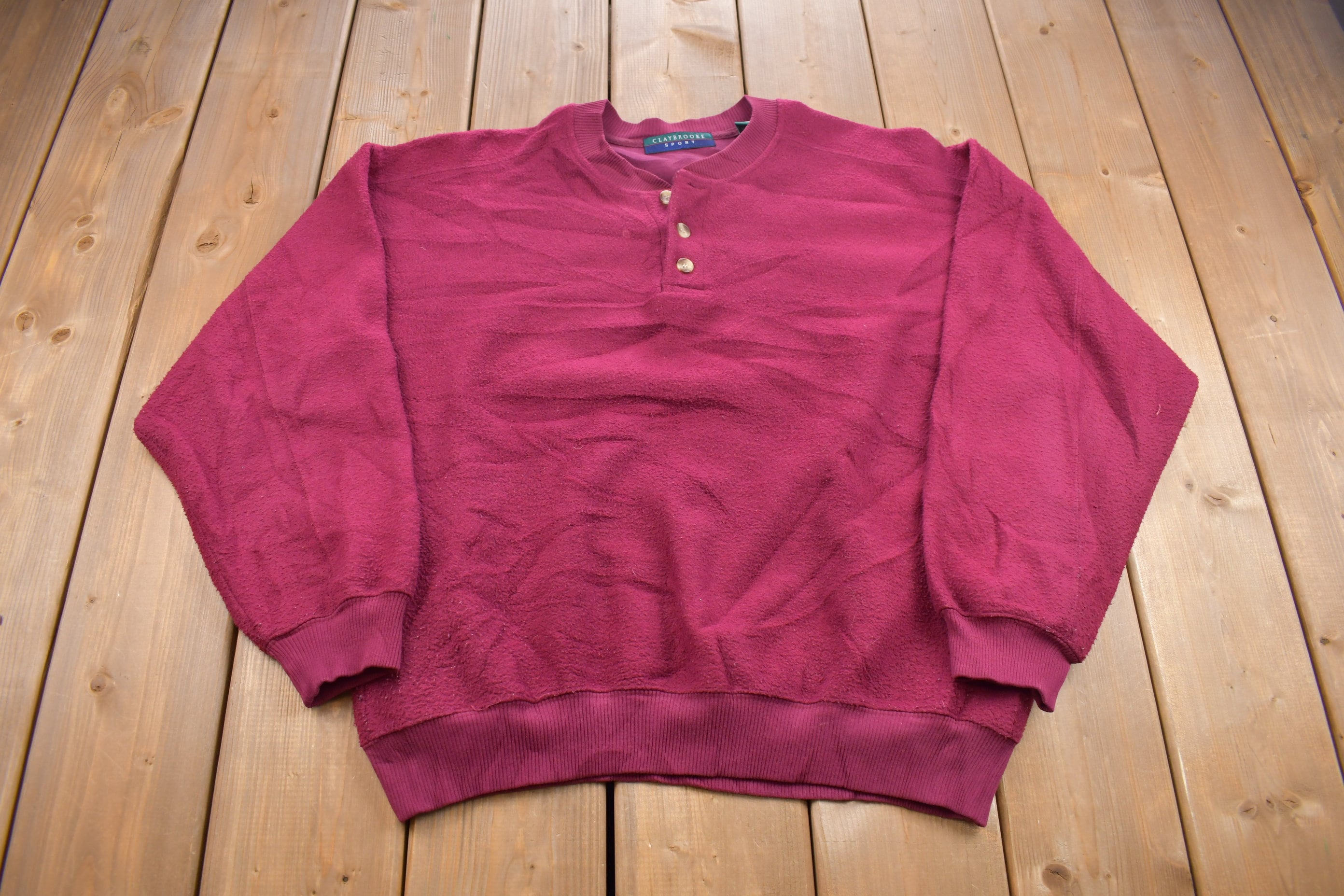 Vintage 1990s Claybrooke Henley Crewneck Sweatshirt