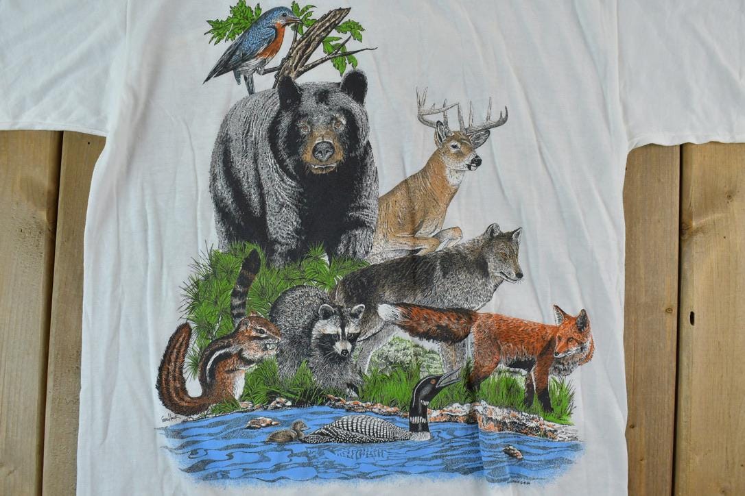Vintage 1989 Herlequin NG Minnesota State Parks Animal Friends T-Shirt