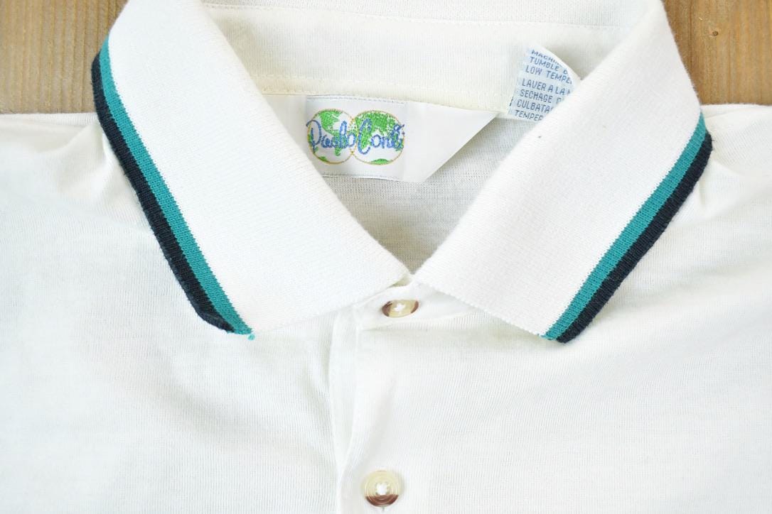 Vintage 1990s Quarter Button Striped Graphic T-Shirt