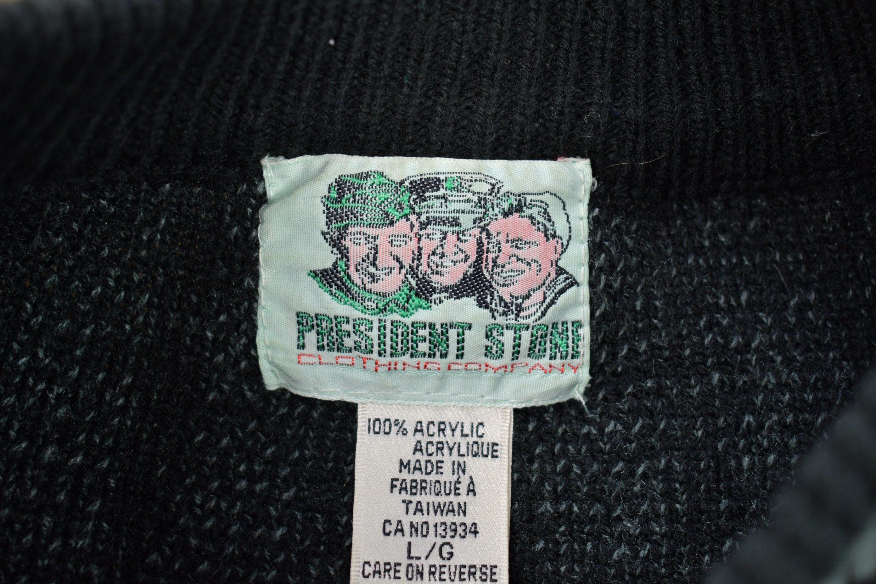 Vintage 1980s President Stone Abstract Knitted Crewneck Sweater