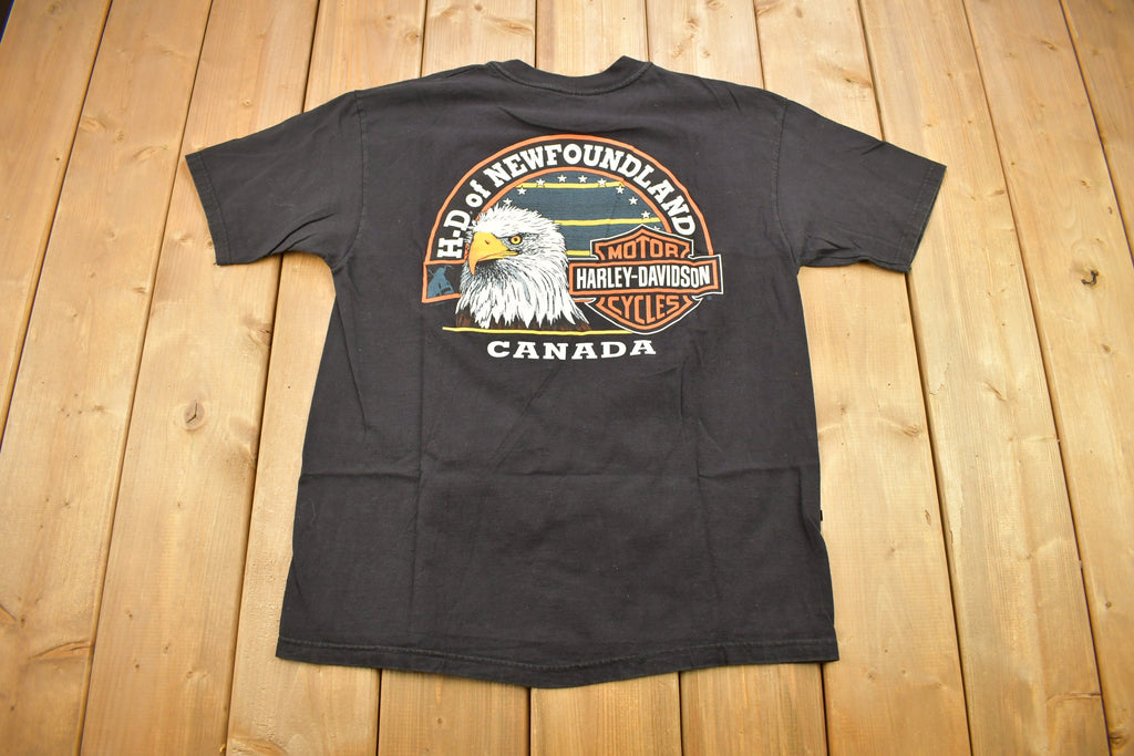 Vintage 1998 Harley Davidson Of Newfoundland Canada Bald Eagle T-Shirt
