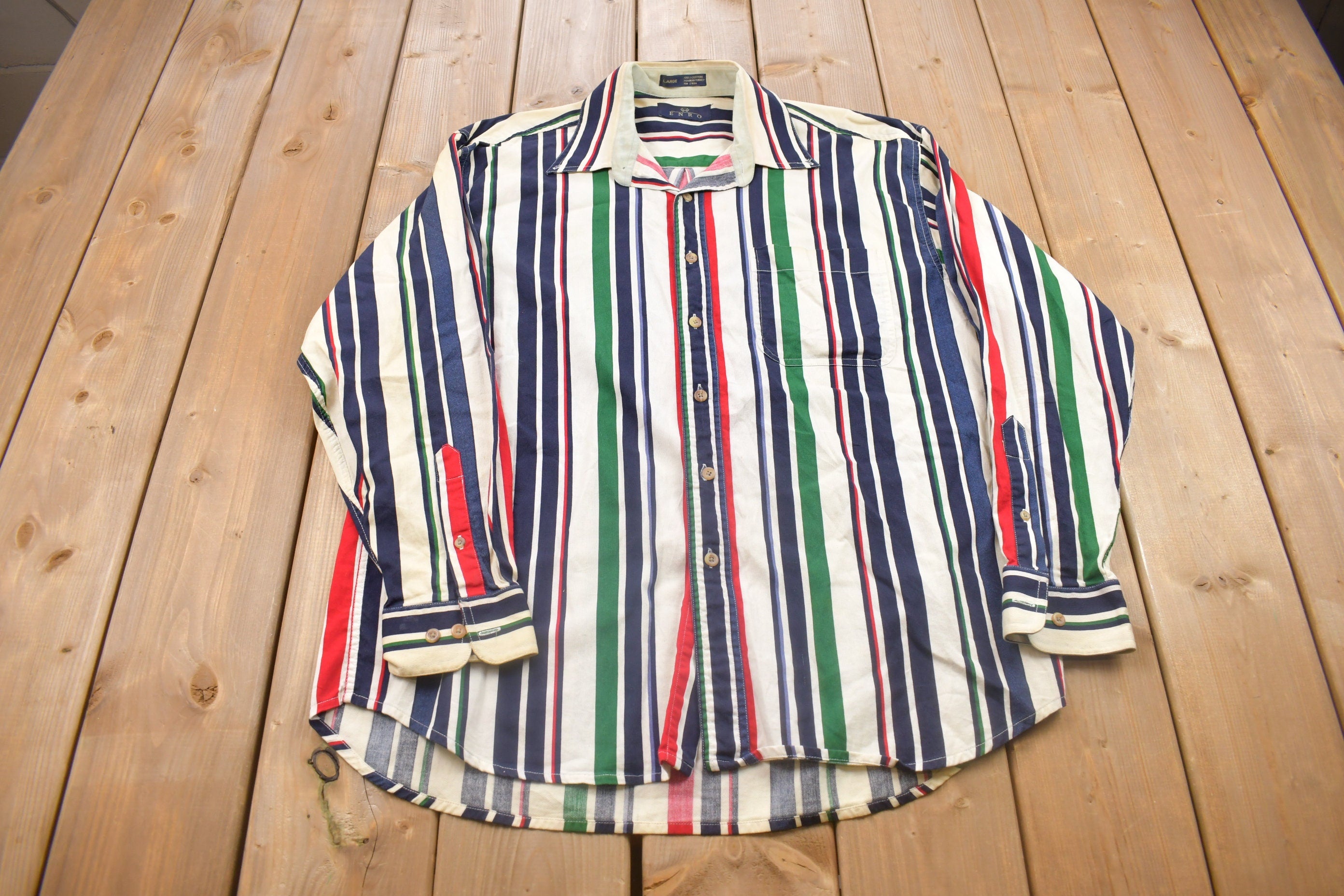 Vintage 1990s Enro Striped Button Up Shirt