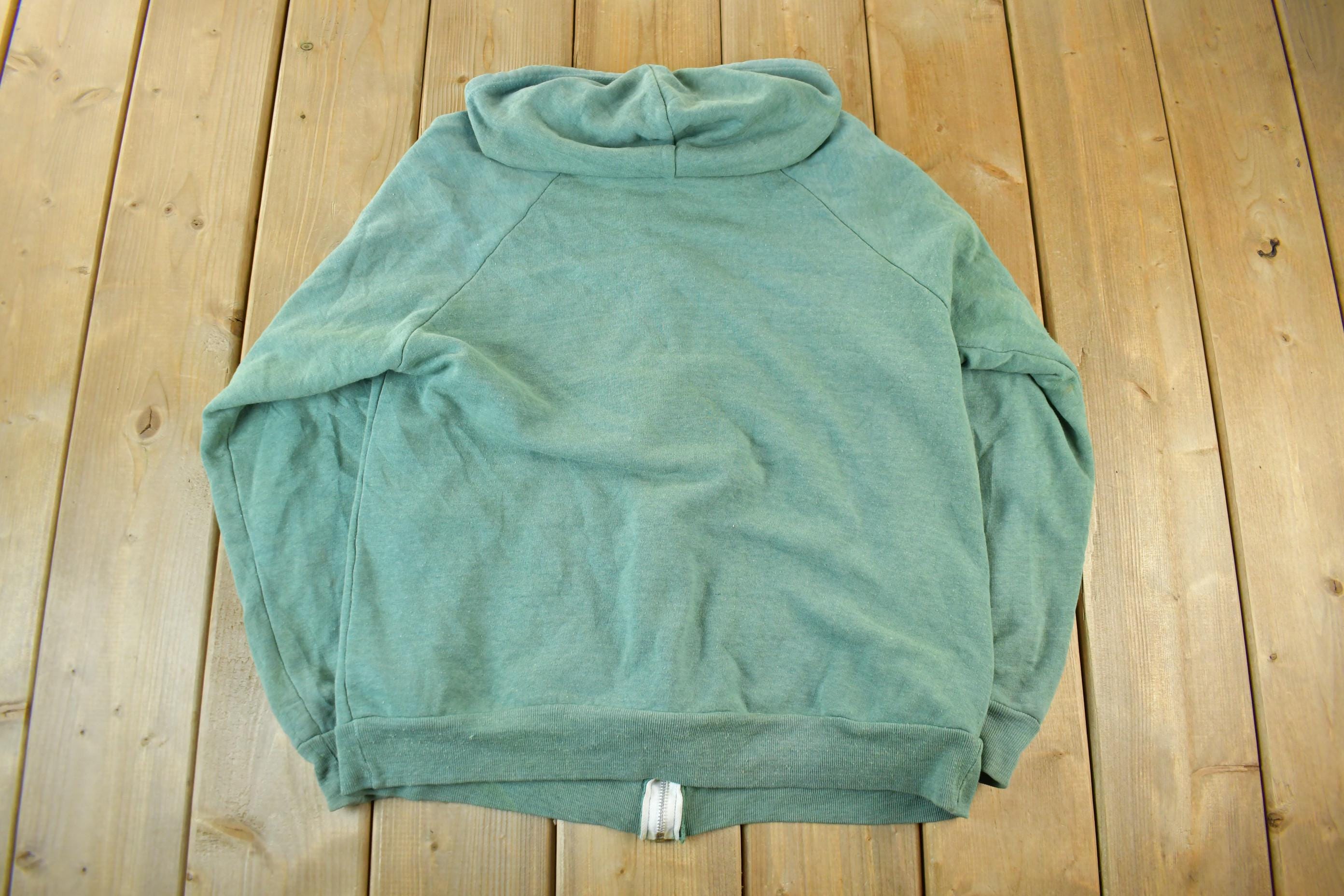 Vintage 1980s McGregor Competitors Thermal Lined Full Zip Blank Hoodie Men's Small  80s Hoodie  Sun Faded  Blank  Heavyweight