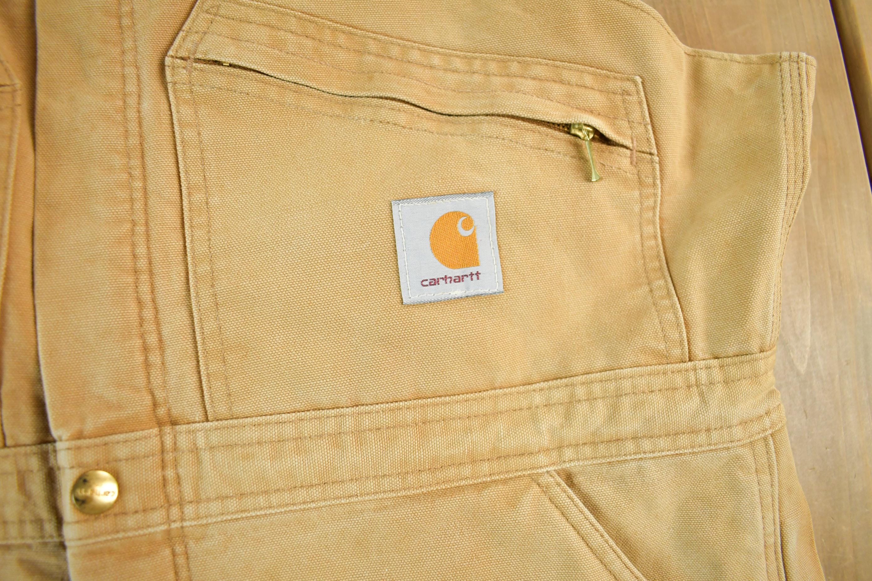 Vintage 1990s Carhartt Double Knee Canvas Overalls Size 46x29