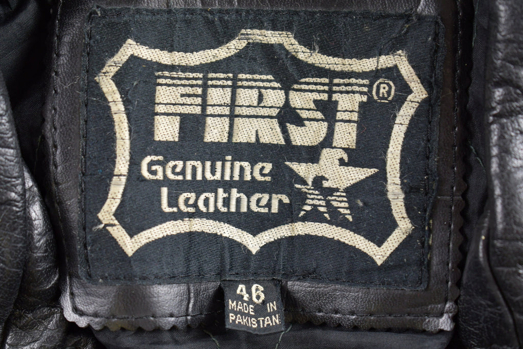 Vintage 1990s First Genuine Leather Biker Jacket