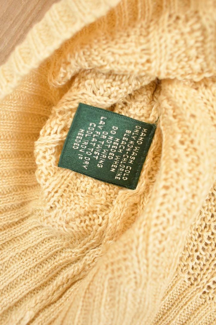 Vintage 1990s Lauren Ralph Lauren Petit Loose Cable Knit Linen Sweater Women's PS