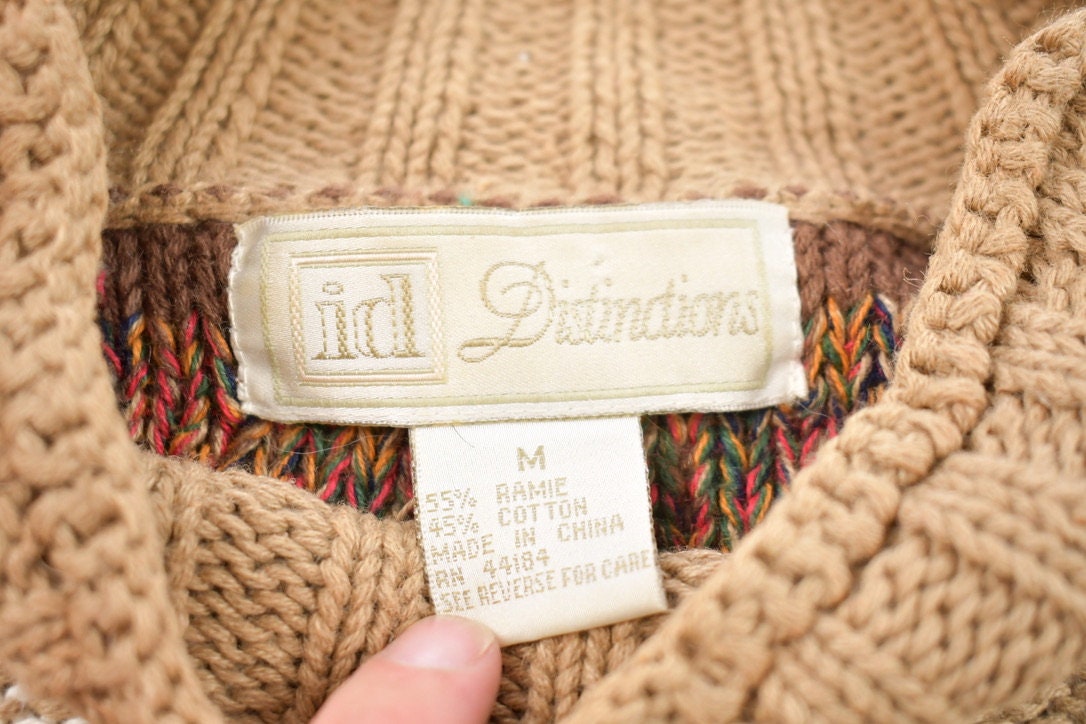 Vintage 1990s Id Distinctions Knitted Crewneck Sweater  Vintage 90s Crewneck  All Over Pattern  Colorful  Sweatshirt  Abstract Pattern