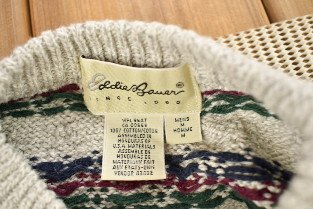Vintage 1990s Eddie Bauer Geometric Knitted Crewneck Sweater  Vintage 90s Crewneck  All Over Pattern  Outdoorsman