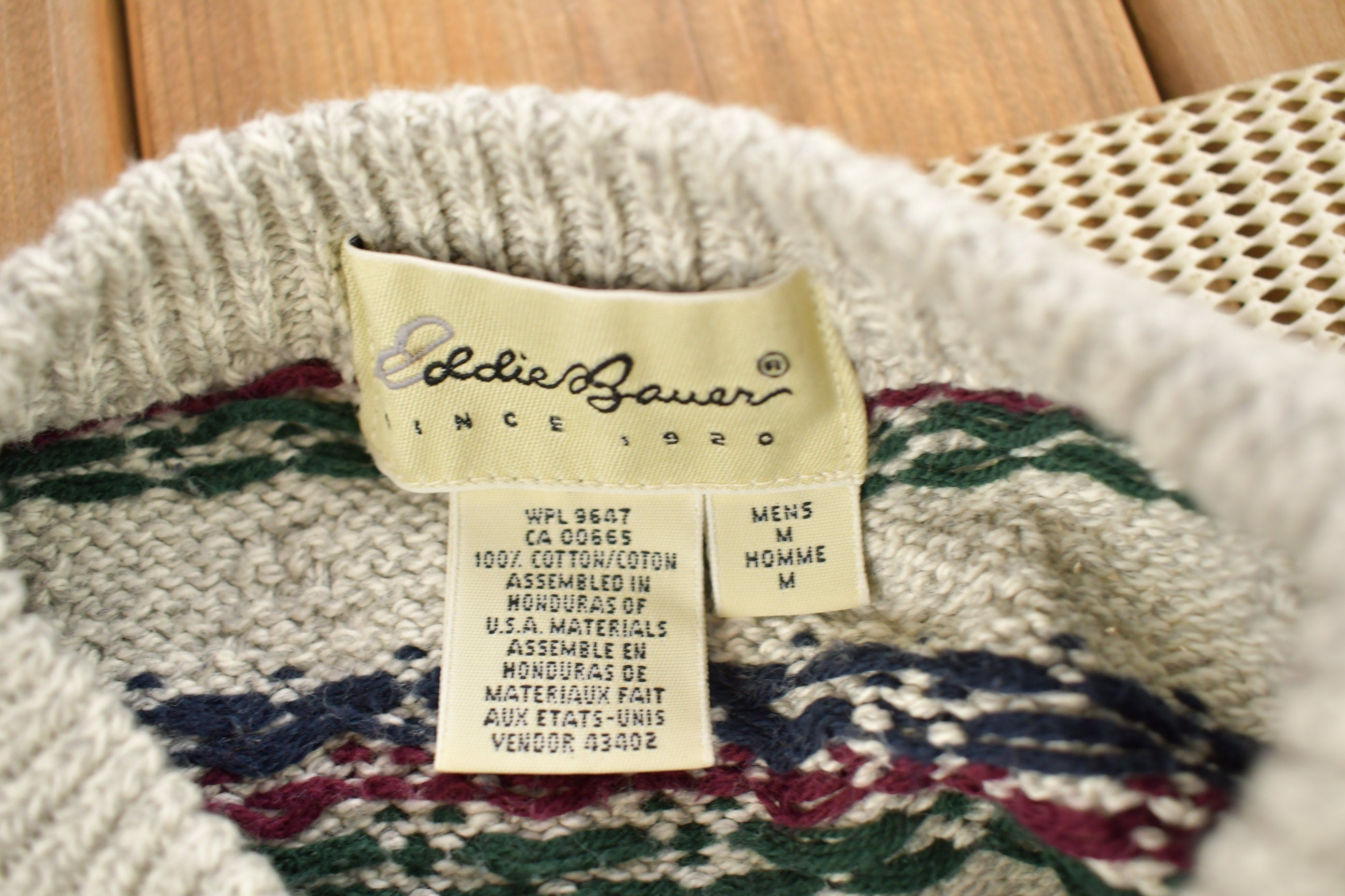Vintage 1990s Eddie Bauer Geometric Knitted Crewneck Sweater  Vintage 90s Crewneck  All Over Pattern  Outdoorsman
