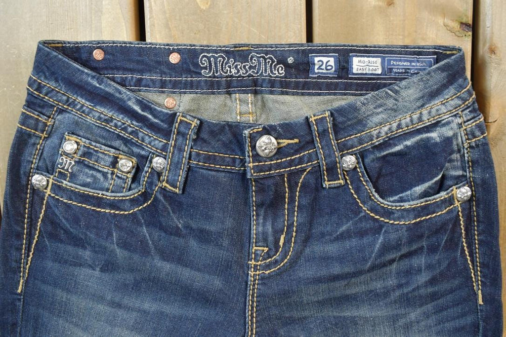 Vintage Y2K Miss Me Bedazzled Low Rise Jeans Size 26x31