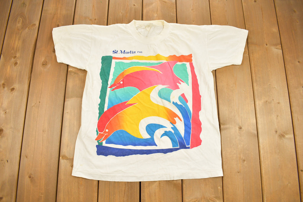 Vintage 1990s St Martin Dolphin Graphic Souvenir T Shirt