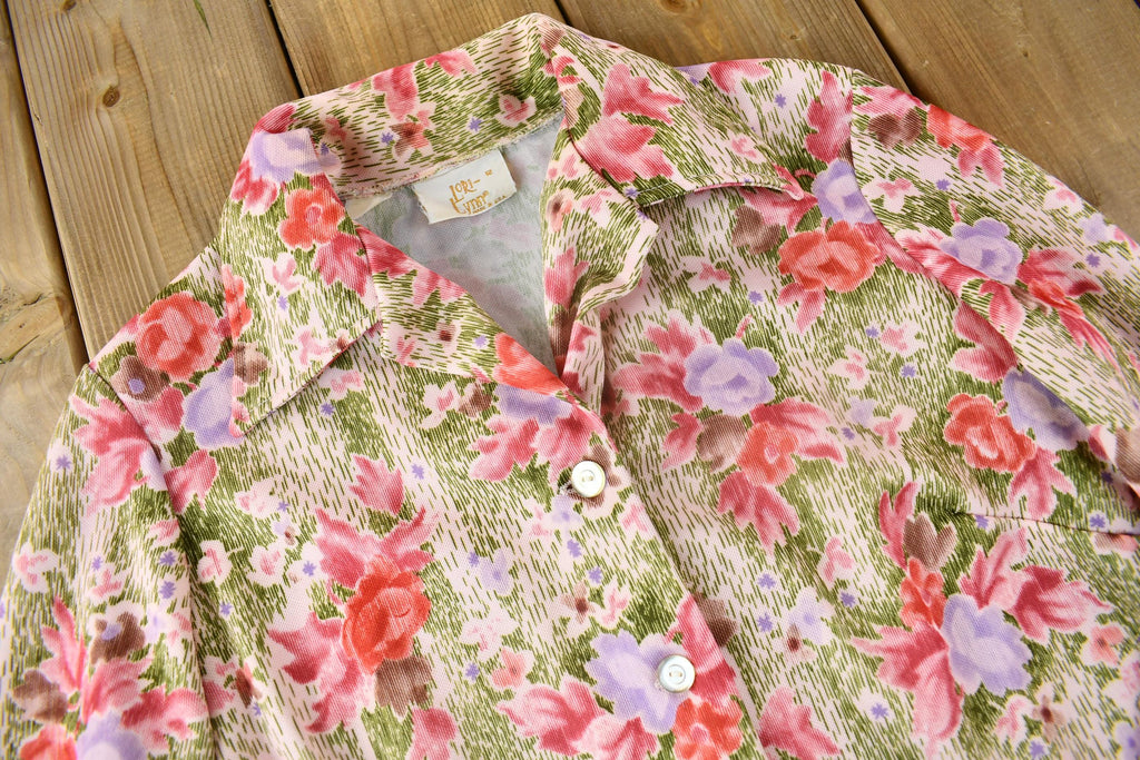 Vintage 1970s Lori Lynn All Over Print Psychedelic Style Blouse