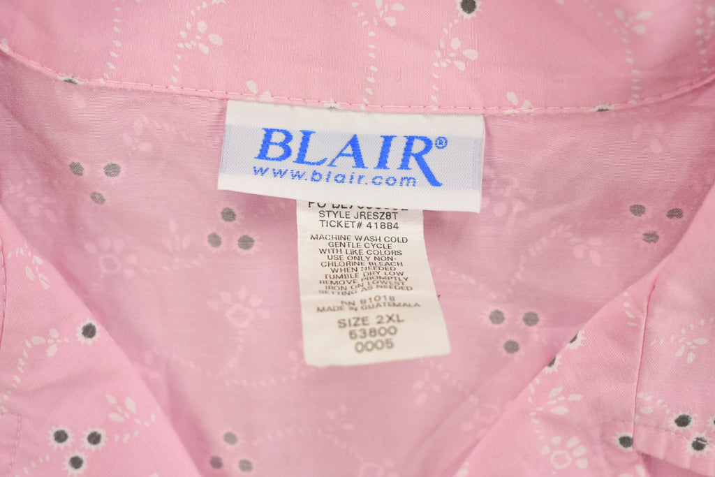 Vintage 1990s Womens Blair Pink Abstract Button Up Shirt