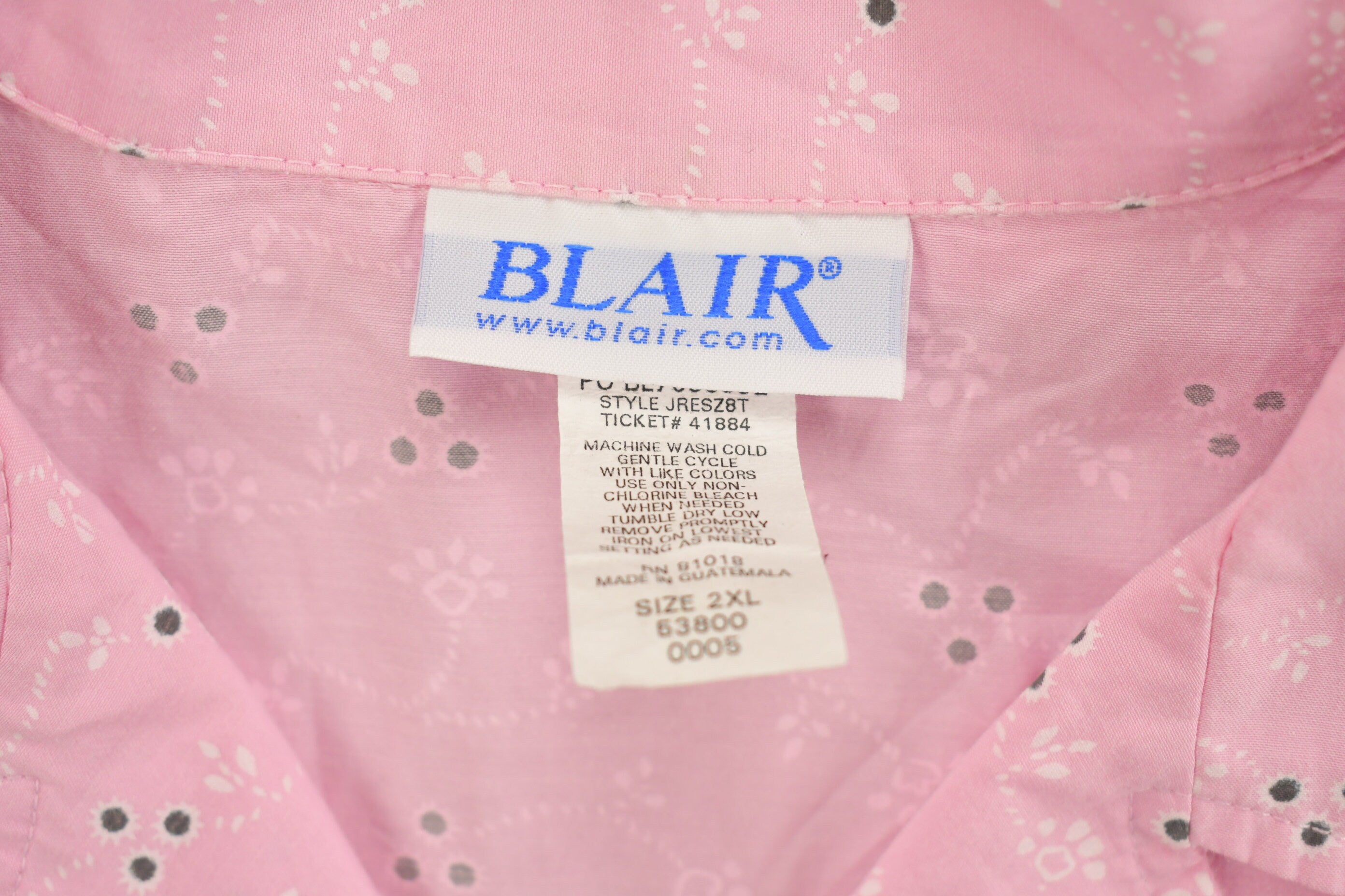 Vintage 1990s Womens Blair Pink Abstract Button Up Shirt