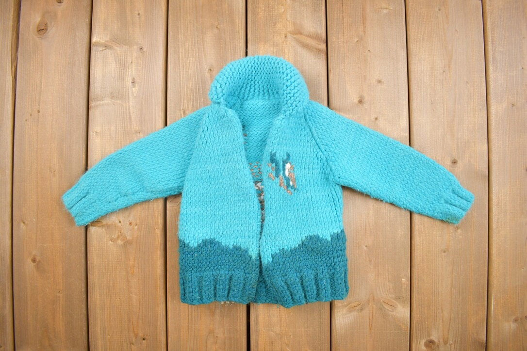 Vintage 1960s Toddler Hand-Knit Deer Fawn Cowichan Sweater