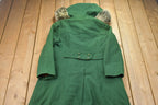 Vintage 1990s Wool Fur Hooded Full Length Jacket