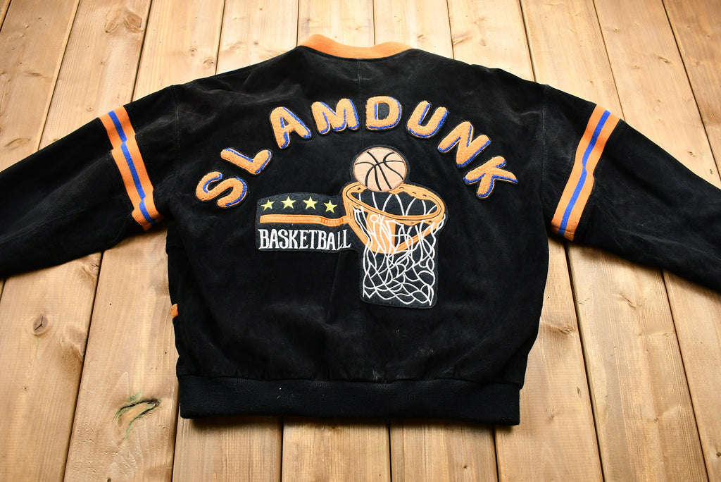Vintage 1980s Slam Dunk Basketball Patchwork Suede Jacket