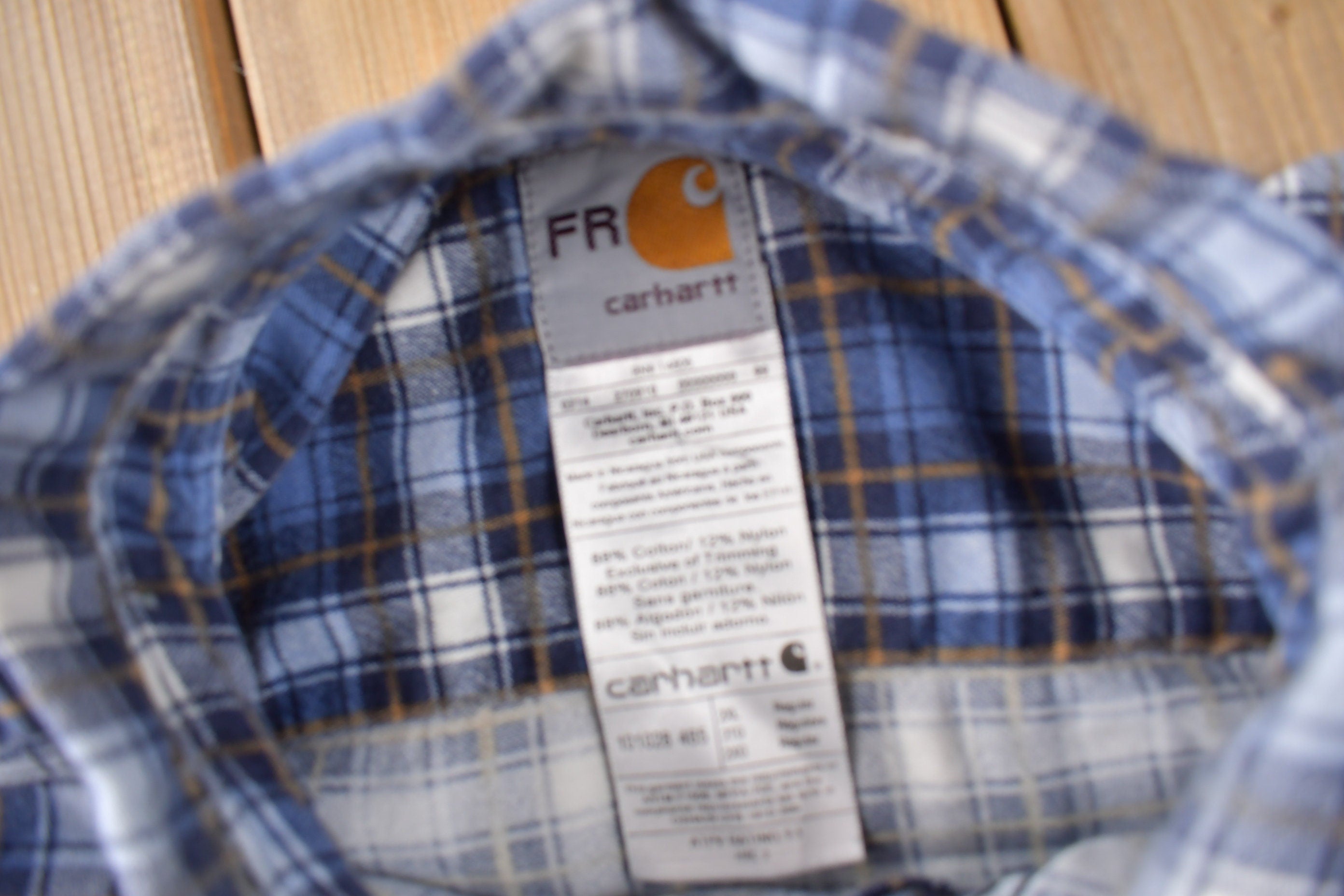 Vintage Y2K Carhartt Flame Resistant Plaid Button Up Flannel Shirt Size 2XL