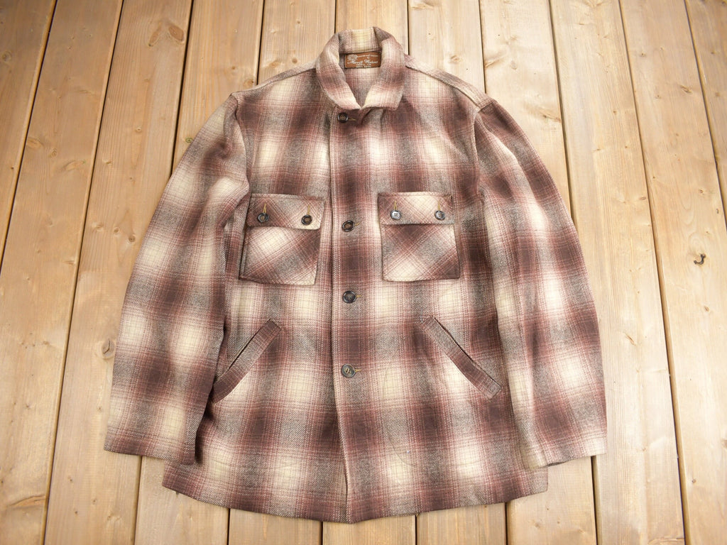Vintage 1950s Merrill Woolens Shadow Plaid Wool Shacket