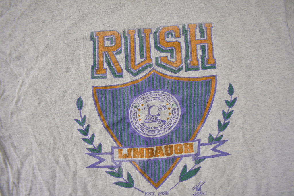 Vintage 1990s Rush Limbaugh Collegiate Graphic T-Shirt Size XL