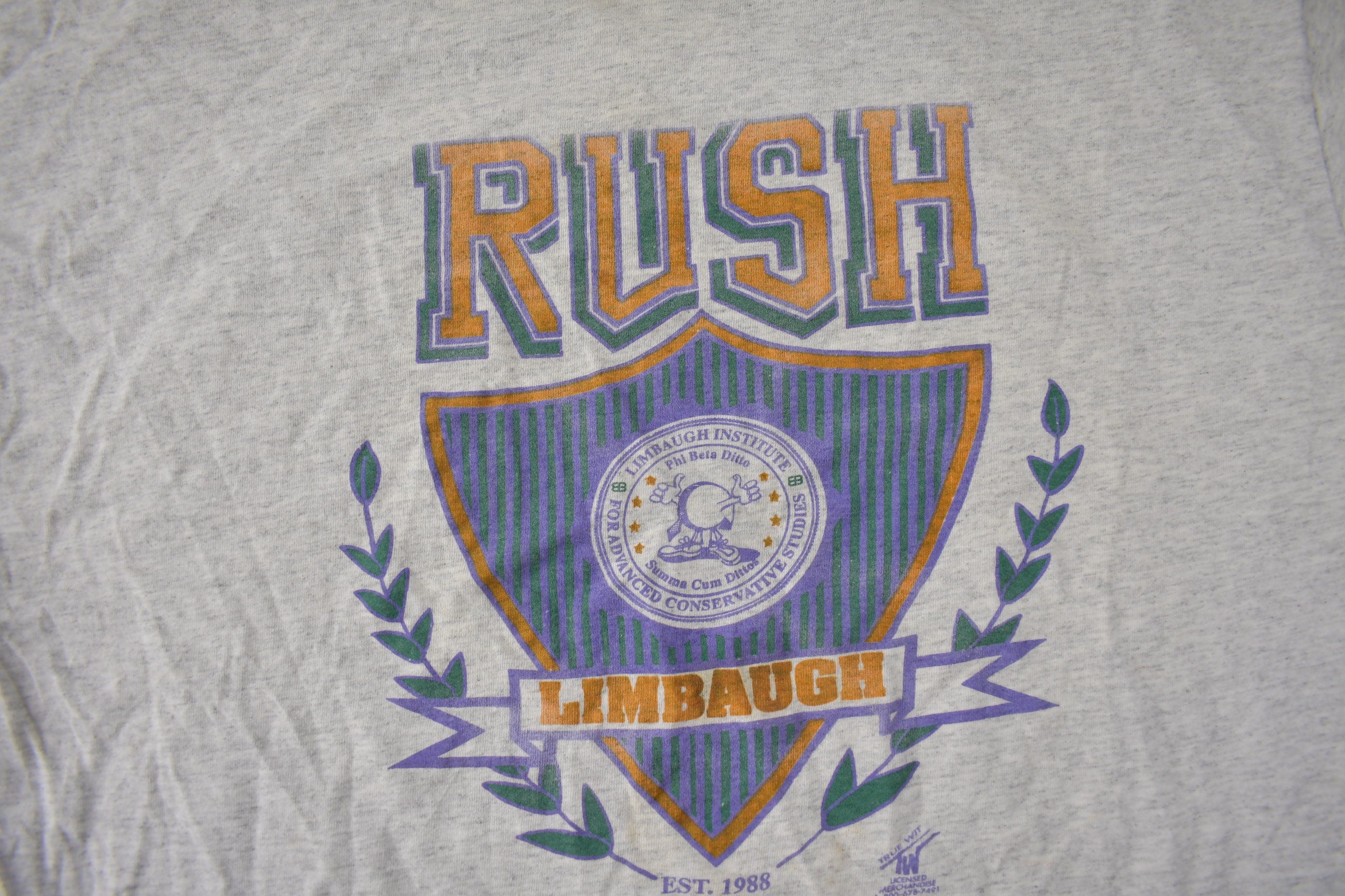 Vintage 1990s Rush Limbaugh Collegiate Graphic T-Shirt Size XL
