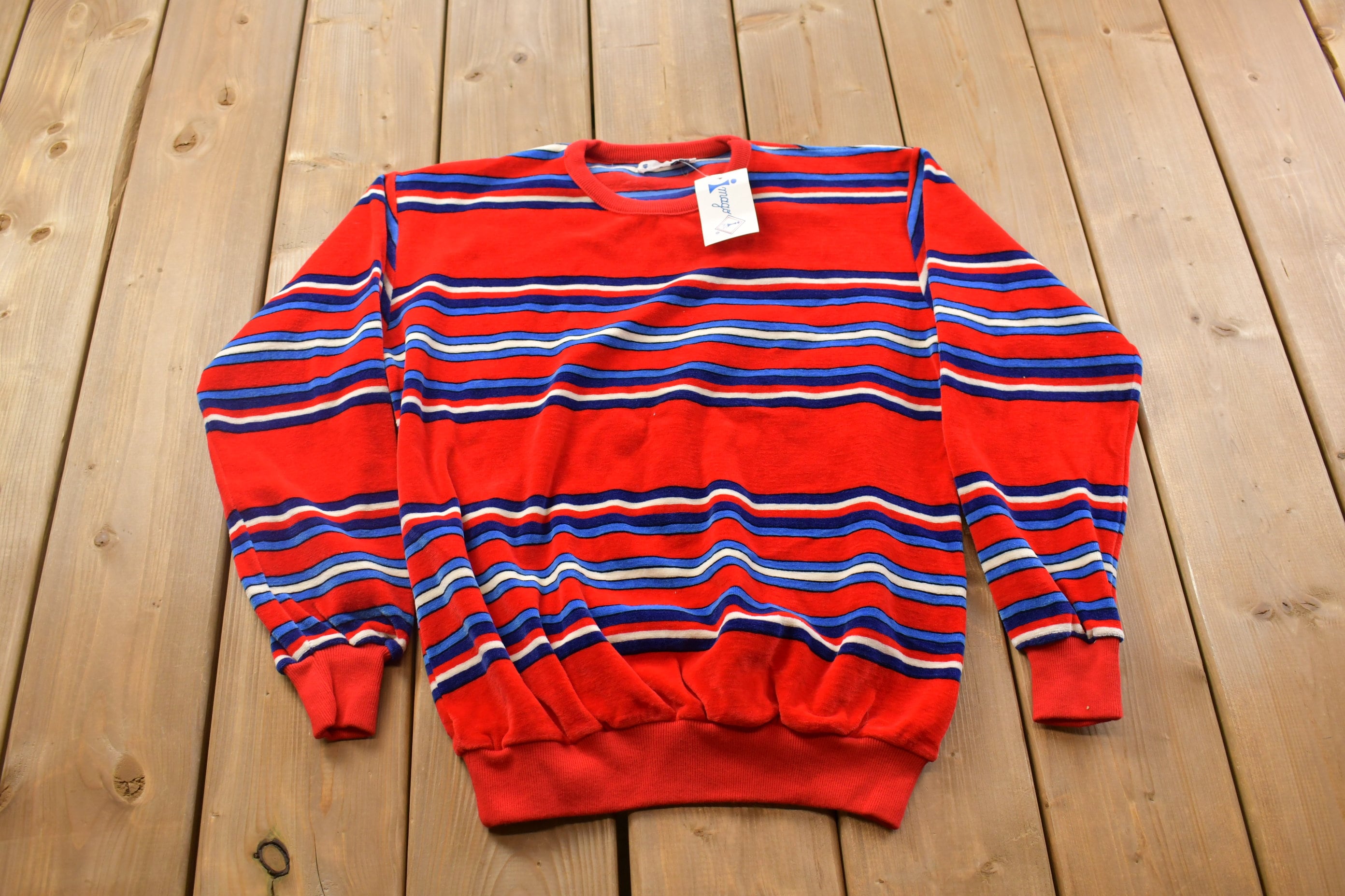 Vintage 1990s Deadstock Striped Knitted Crewneck Sweater