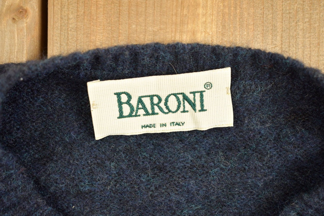 Vintage 1990s Baroni Knitted Argyle Crewneck Sweater