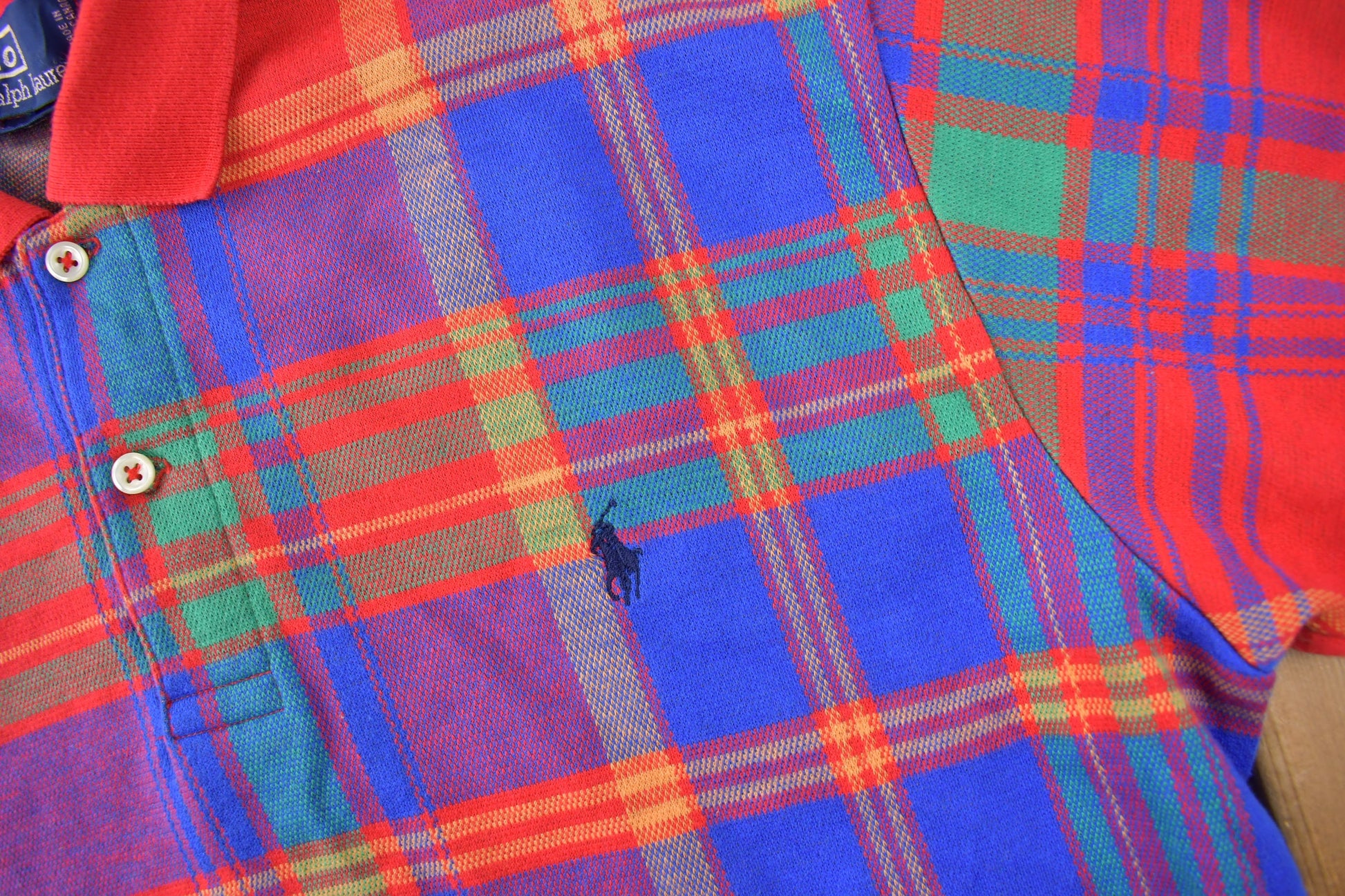 Vintage 1990s Polo By Ralph Lauren Small Pony Plaid Polo Shirt Size M Made In Canada
