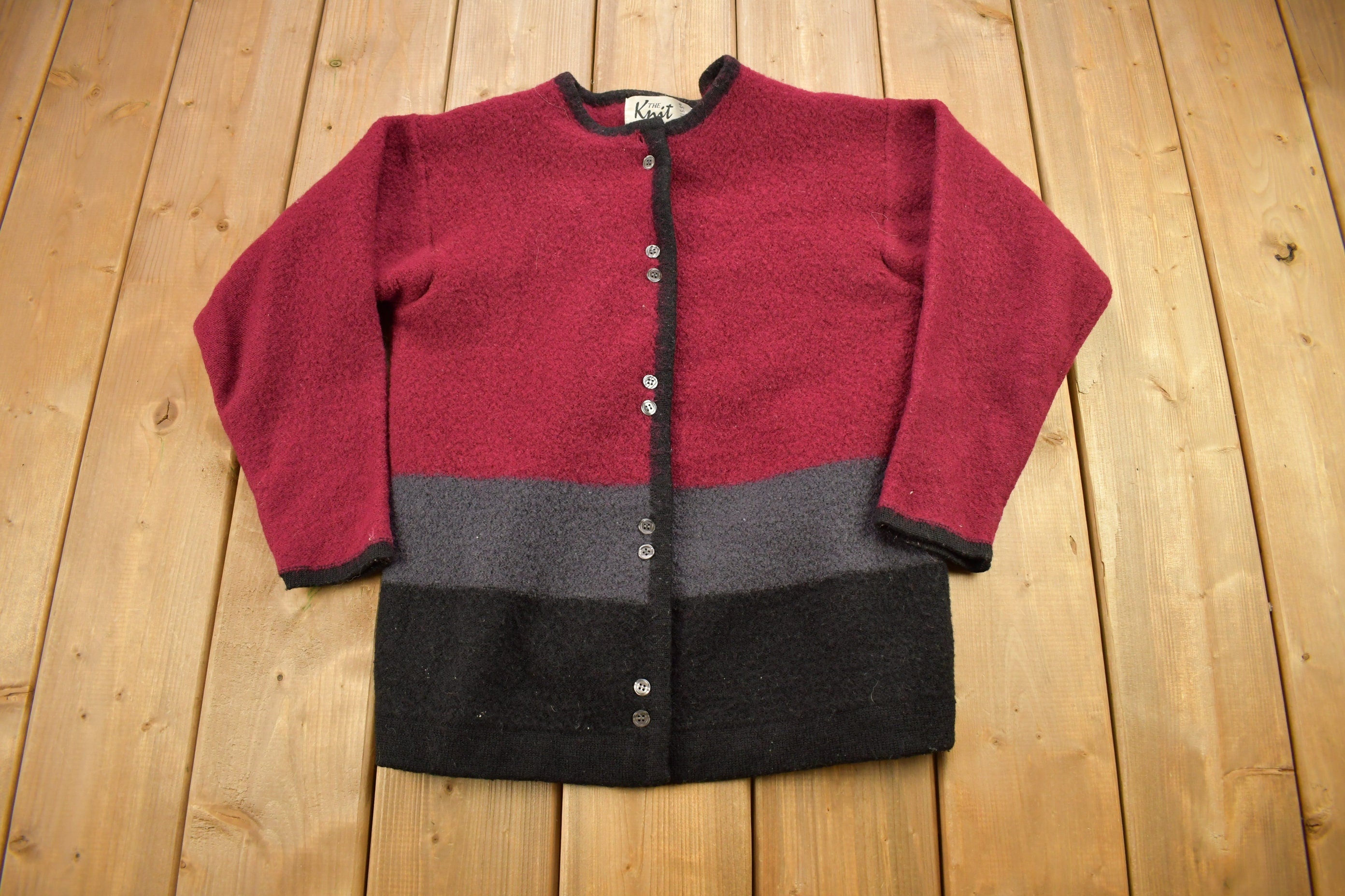 Vintage 1980s The Knit Collection By Russ Knitted Cardigan Sweater