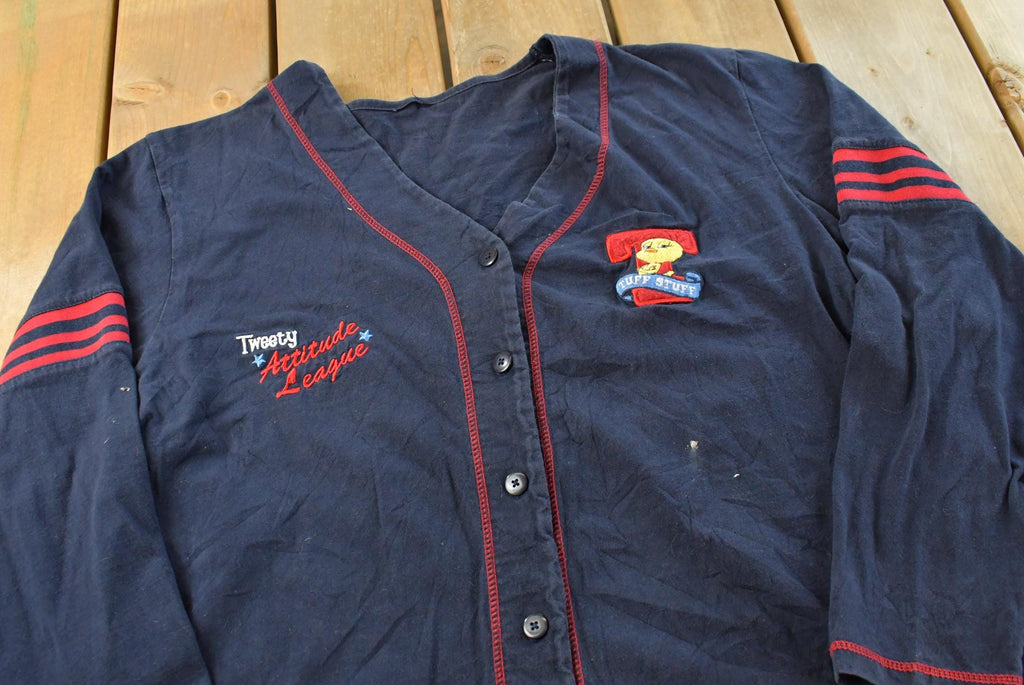 Vintage 1990s Looney Tunes Tweety Bird Baseball Jersey Shirt Mens L / Warner Bros / Cartoon Network / Streetwear / Looney Tunes / Bugs Bunny