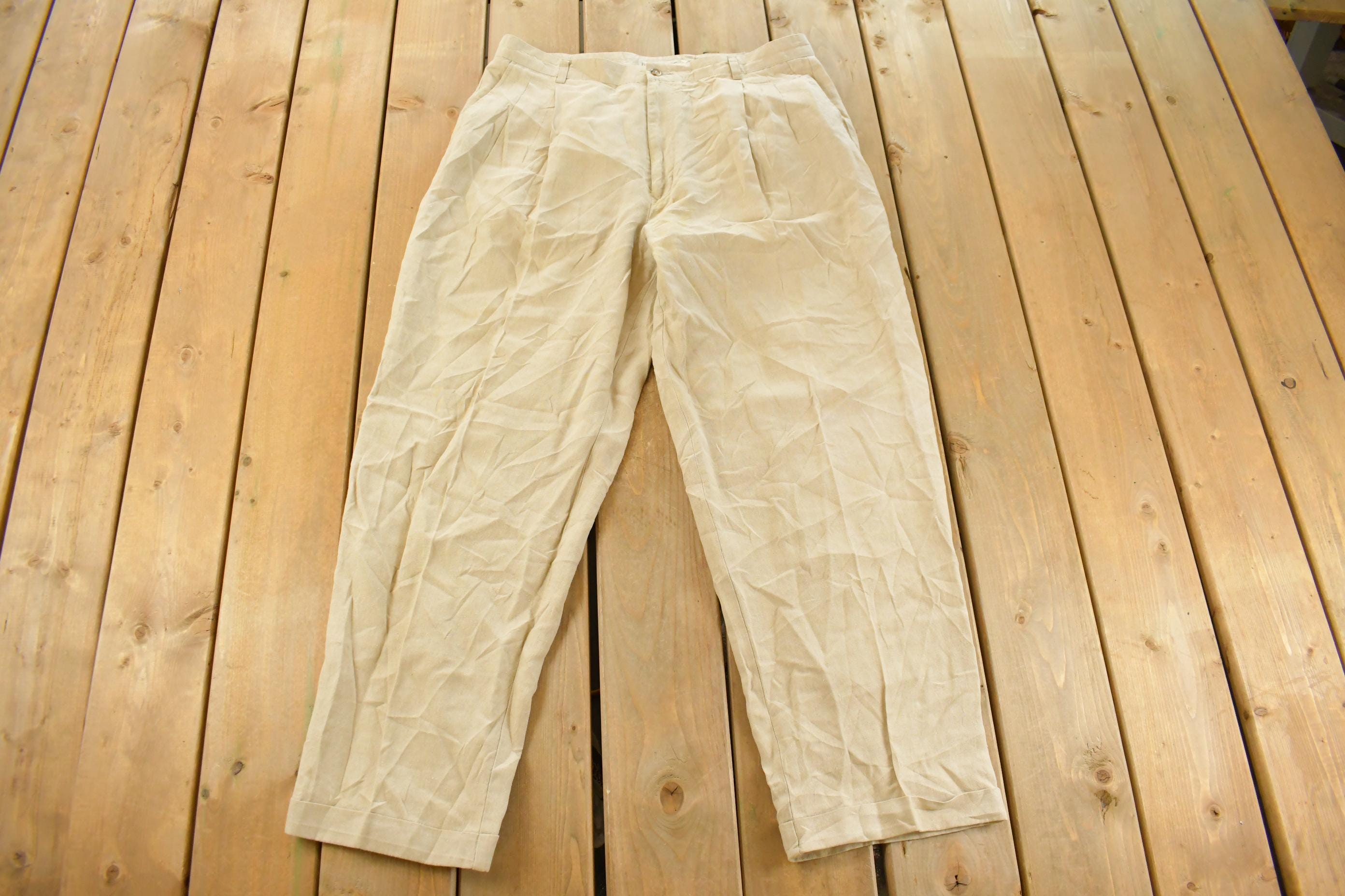 Vintage 1990s Banana Republic Linen Pleated Trousers Men's 36 x 30