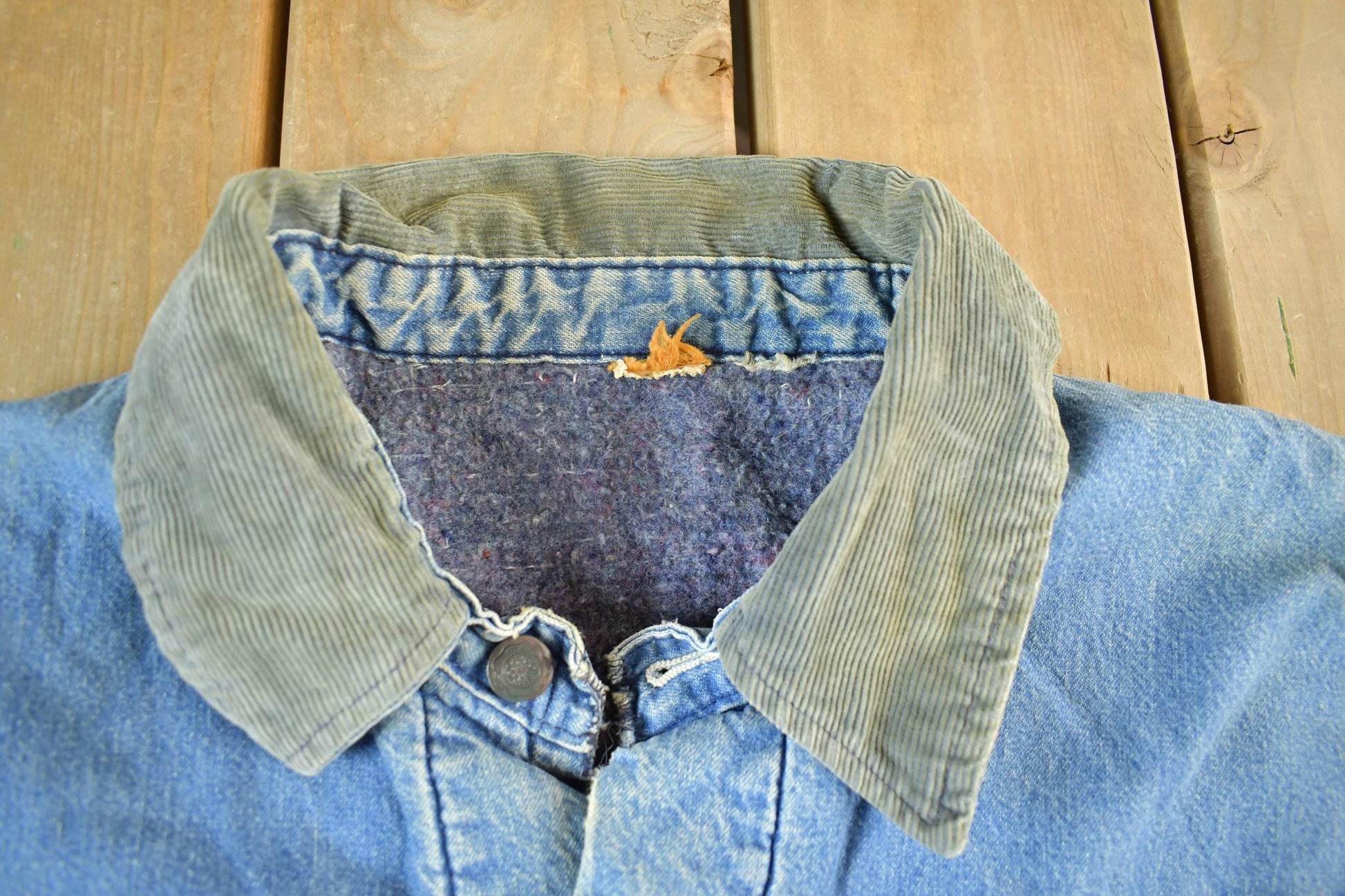 Vintage 1980s Big Mac Blanket Lined Denim Chore Coat Men's Large