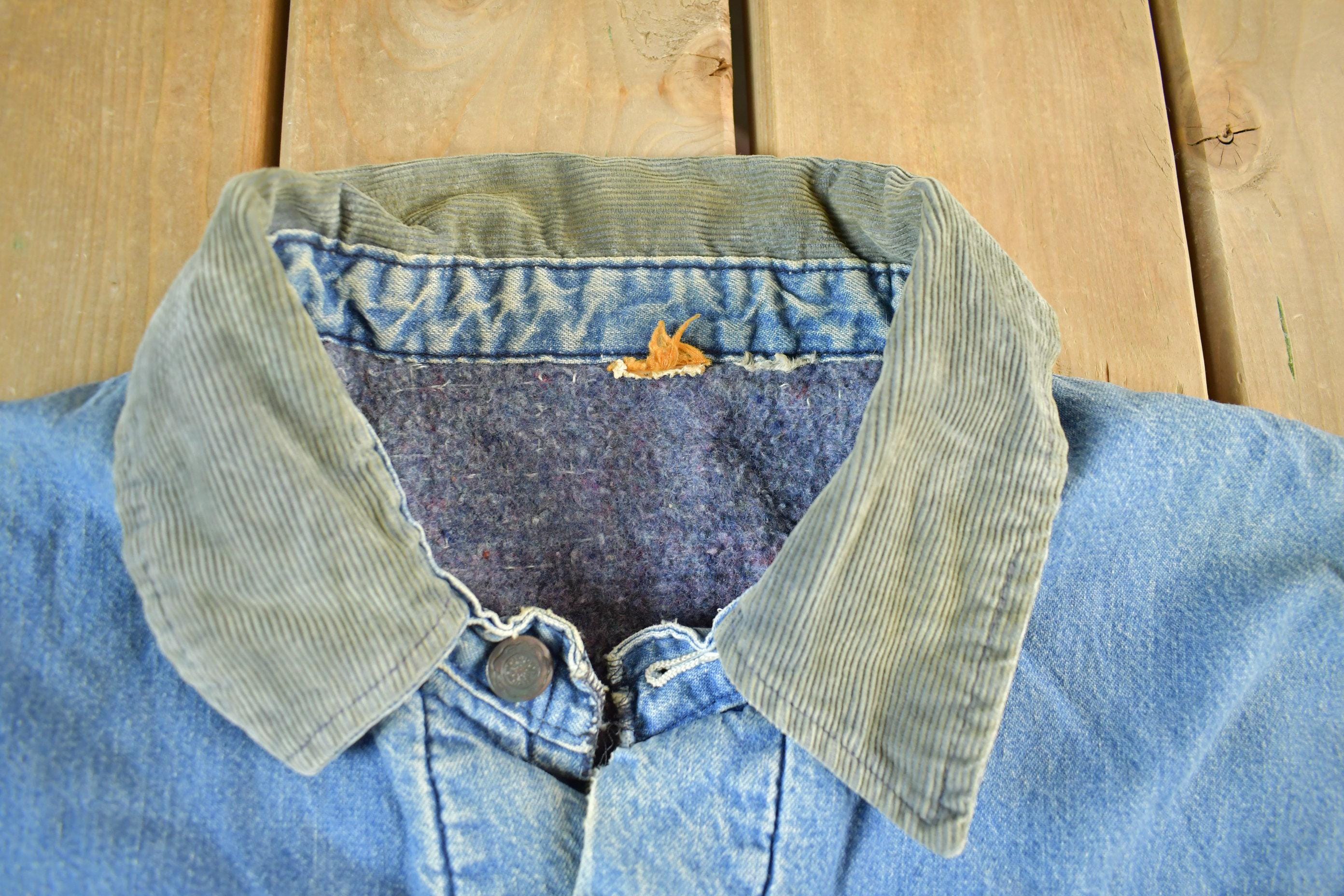 Vintage 1980s Big Mac Blanket Lined Denim Chore Coat Men's Large