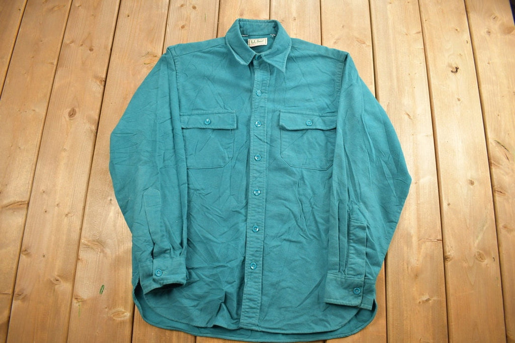 Vintage 1990s Green L.L.Bean Blank Button Up Shirt