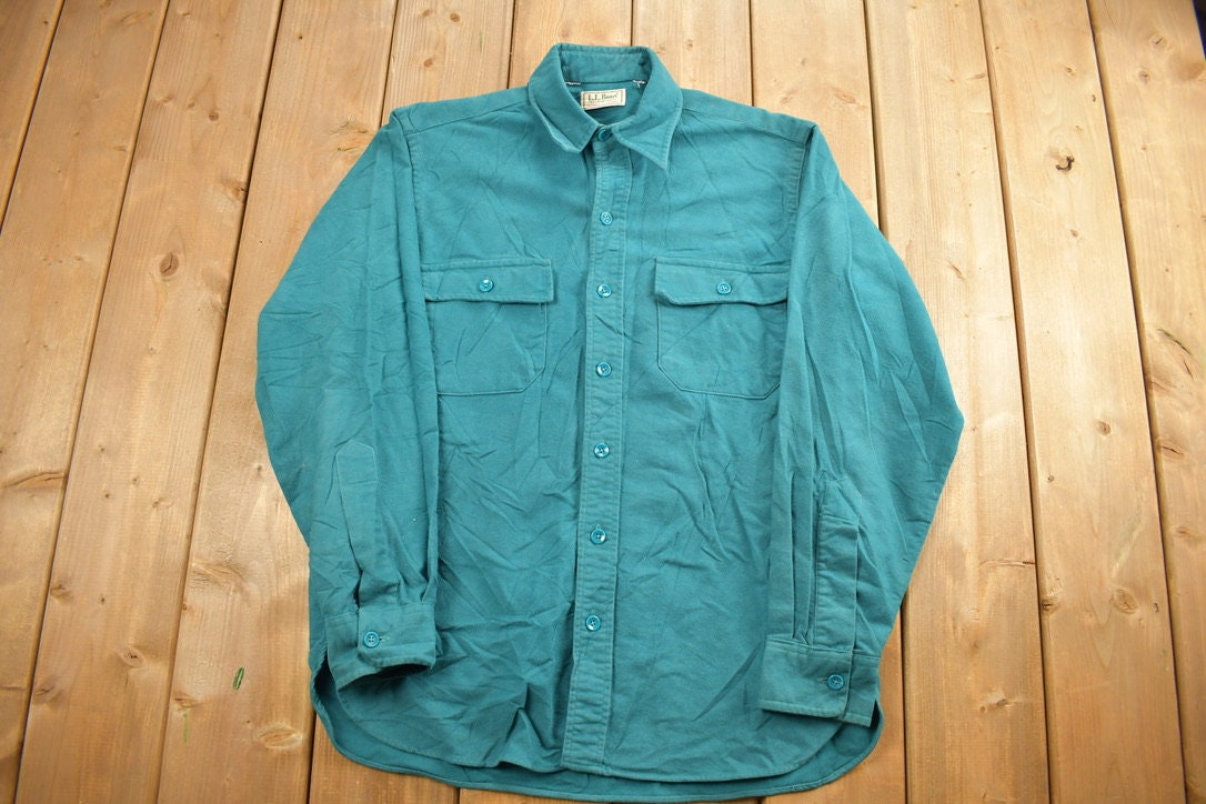 Vintage 1990s Green L.L.Bean Blank Button Up Shirt
