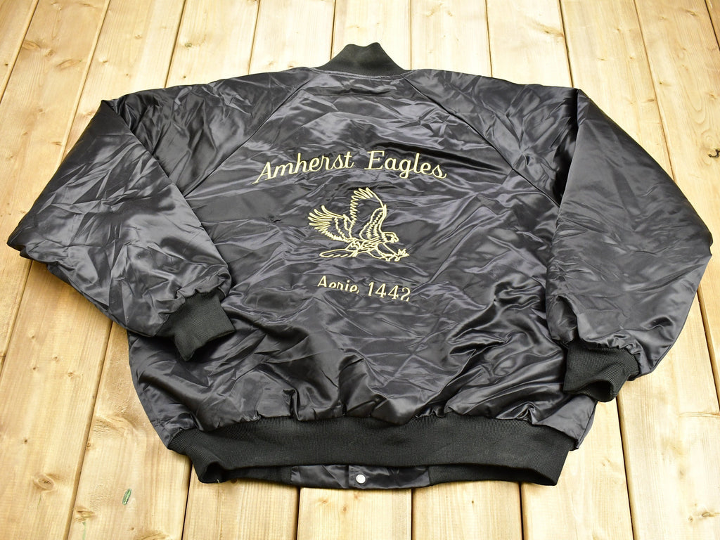 Vintage 1980s Amherst Eagles Aerie 1442 Embroidered Satin Snap Button Jacket