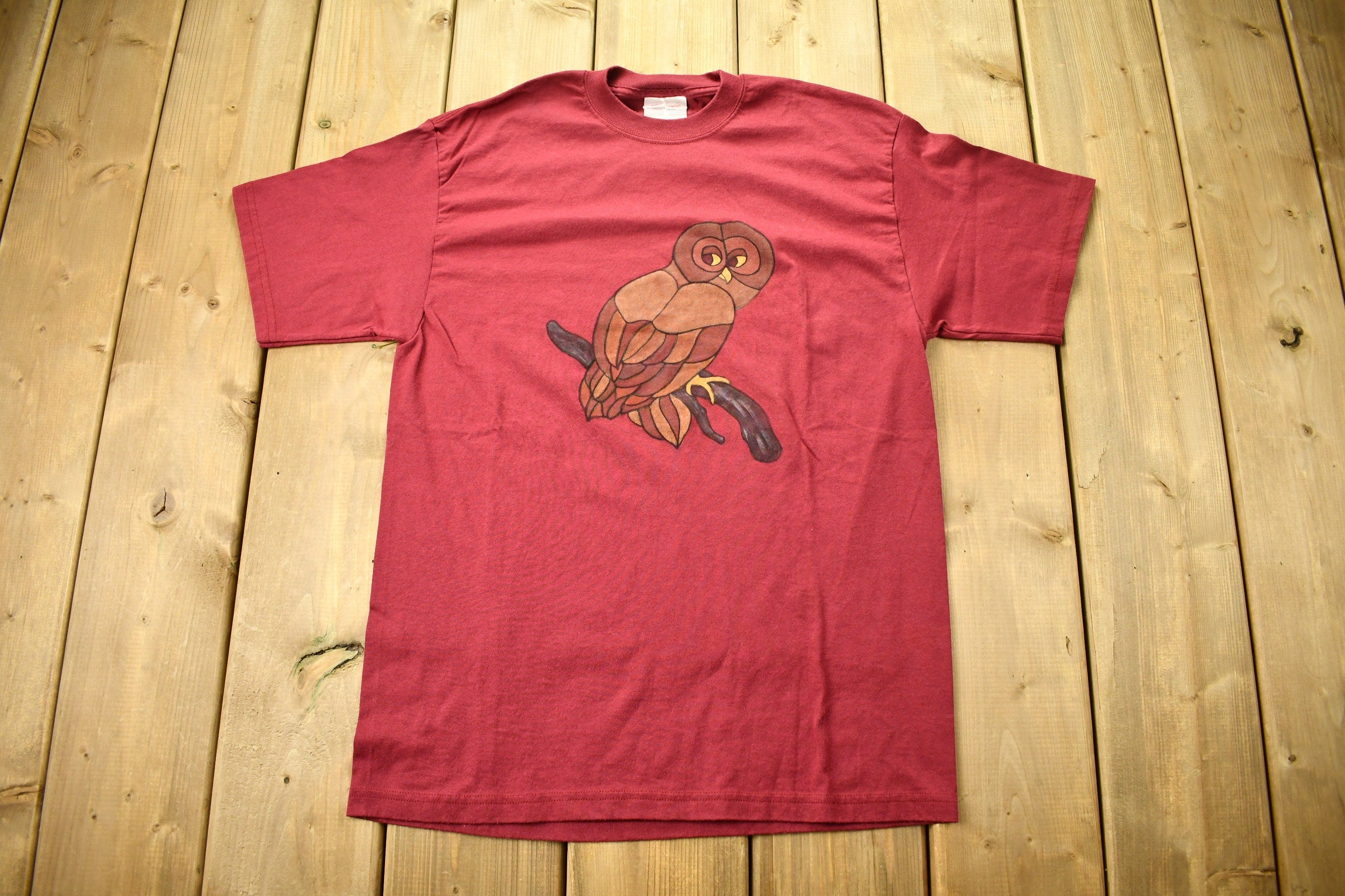 Vintage 1990s Owl Theme Graphic T-Shirt